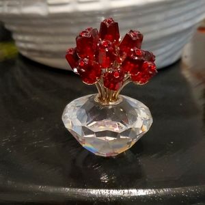 Swarovski red roses in vase